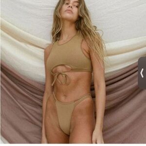 NWT Free People Toast Swim Open Side Bikini Bottom in Marigold Size Small